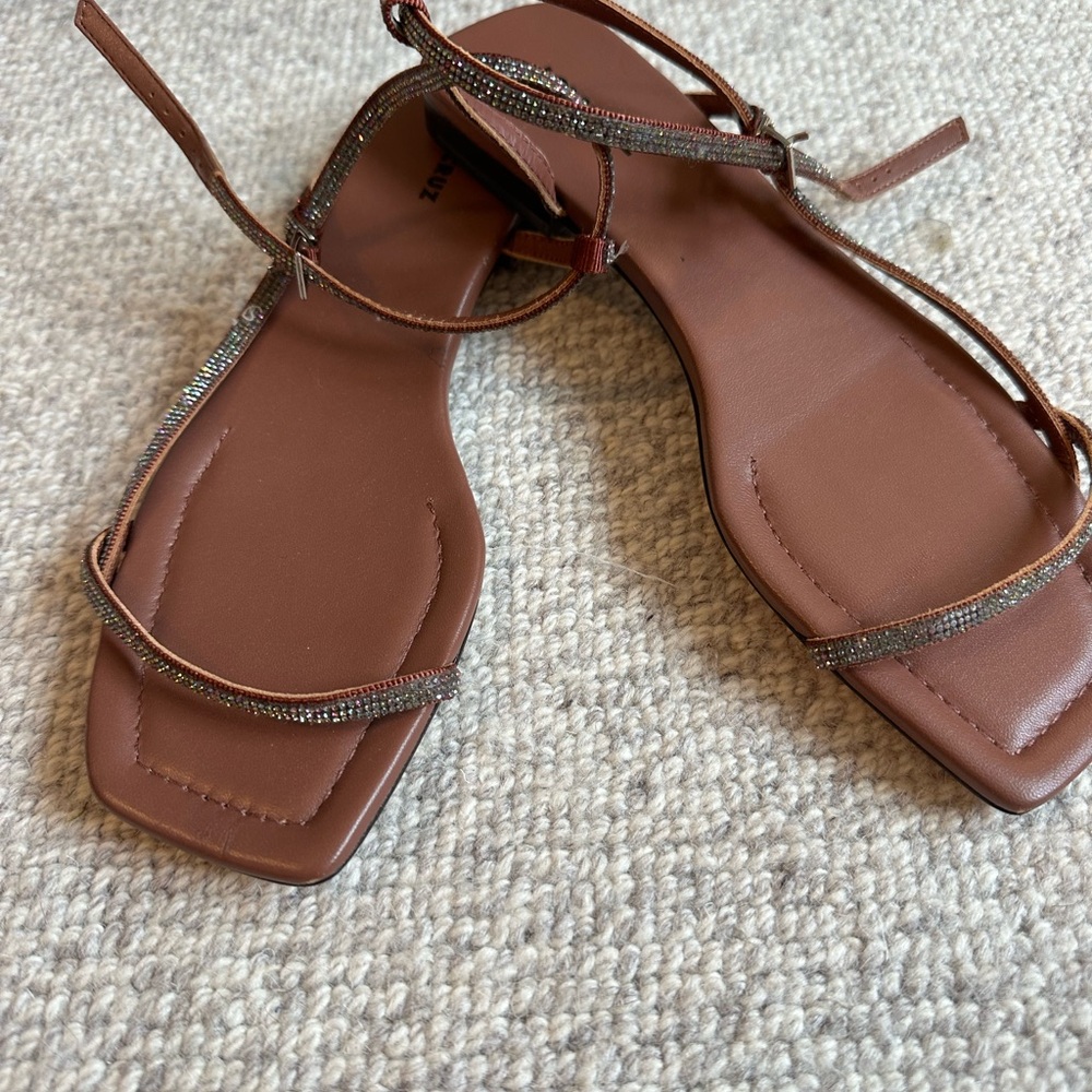 Lolacruz Brown Strappy Sandals with Rhinestones - Picture 2 of 3